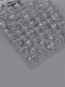 FULL BEAUTY 2 miếng dán móng tay hình trái tim lấp lánh, hiệu ứng hologram, thích hợp trang trí móng tay cưới, làm móng nghệ thuật, phụ kiện làm móng. - Nhiều màu - Xem 3