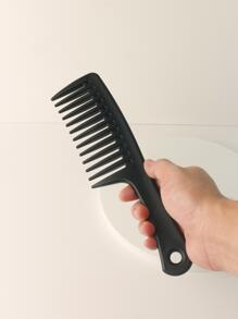 Wide Tooth Comb,Solid Color Wide Tooth Hair Comb Detangling Hair Comb Prevent Frizz Hair Styling Comb Suitable For Any Hair Type - Black - View 2