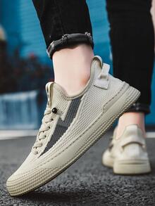 Men's Breathable & Comfortable Lace-up Casual Shoes For Summer - Beige - View 3