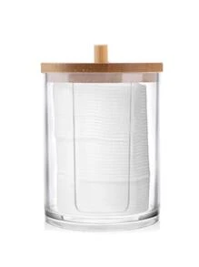 1pc Acrylic Tissue Box With Bamboo Lid And Open Top For Makeup - Clear - View 9