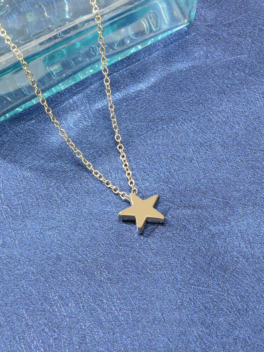 星星吊墜項鍊 - 銀色 - 查看 1