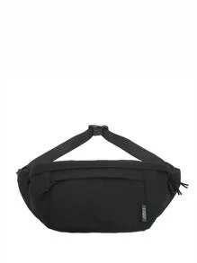 大容量黑色多口袋閒暇腰包 - 黑色 - 查看 2