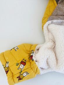 1 pieza Overol amarillo con estampado de conejo de dibujos animados espesar de mascota adecuado para perros , para clima frío - Amarillo - Ver 6