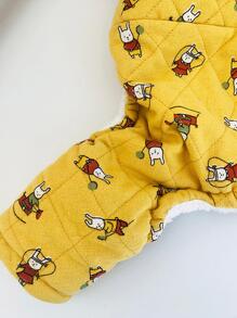 1 pieza Overol amarillo con estampado de conejo de dibujos animados espesar de mascota adecuado para perros , para clima frío - Amarillo - Ver 8