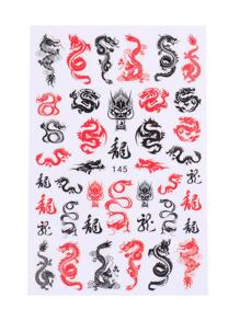 FULL BEAUTY Chinese Dragon Nail Stickers 2pcs White Red Colorful Dragon Nail Decals DIY Adhesive  Nail Art Decoration - Multicolor - View 8