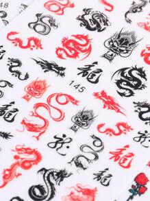FULL BEAUTY Chinese Dragon Nail Stickers 2pcs White Red Colorful Dragon Nail Decals DIY Adhesive  Nail Art Decoration - Multicolor - View 6