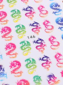 FULL BEAUTY Chinese Dragon Nail Stickers 2pcs White Red Colorful Dragon Nail Decals DIY Adhesive  Nail Art Decoration - Multicolor - View 7