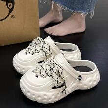 Zapatos de rayas perforado con tirantes - Blanco - Ver 1