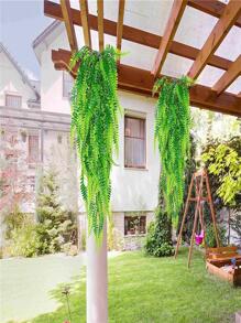 1入組塑料人造植物藤蔓綠色懸掛假葉用於天花板庭院裝飾 - 綠色 - 查看 5