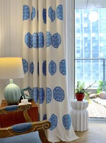 1入組3D刺繡窗戶窗簾 - 藍白色 - 查看 2