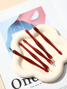 5入組/套指甲去角質層指甲乾淨美甲修腳工具 - 酒紅色 - 查看 6