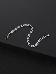 1 pieza Pulsera minimalista de plata para hombre, accesorio de estilo punk de moda, regalo para fiesta - Plateado - Ver 2