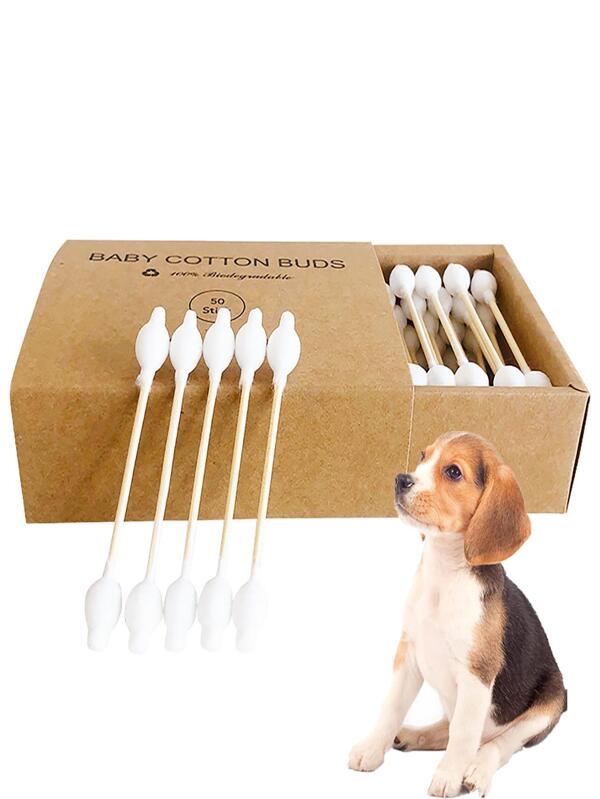 50pcs Dog-specific Swabs, Designed With Wooden Handle