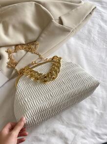時尚簡約風流行優雅精美金色鏈條PU皮革材料包 - 白色 - 查看 7