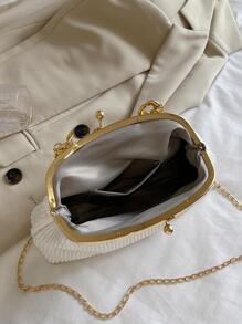 時尚簡約風流行優雅精美金色鏈條PU皮革材料包 - 白色 - 查看 6