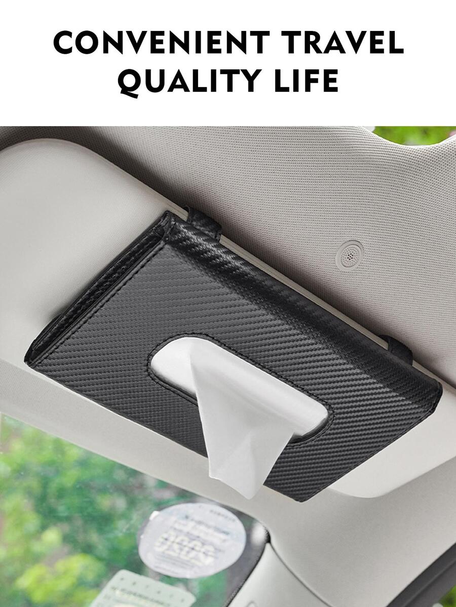 PU Leather Car Tissue Box Car Seat Side Hanging Organizer Hanging Bag Cell Phone Mesh Bag Driver's Side Tissue Card Pocket - 34