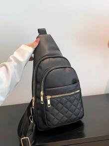 Bolso tote de moda elegante unicolor - Negro - Ver 3