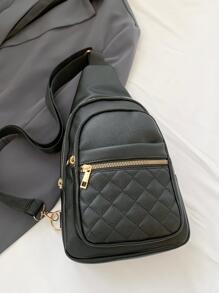 Bolso tote de moda elegante unicolor - Negro - Ver 4