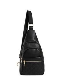 Bolso tote de moda elegante unicolor - Negro - Ver 5