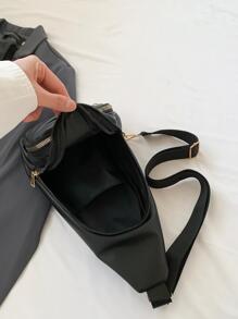 Bolso tote de moda elegante unicolor - Negro - Ver 8