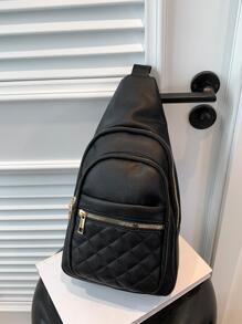 Bolso tote de moda elegante unicolor - Negro - Ver 9