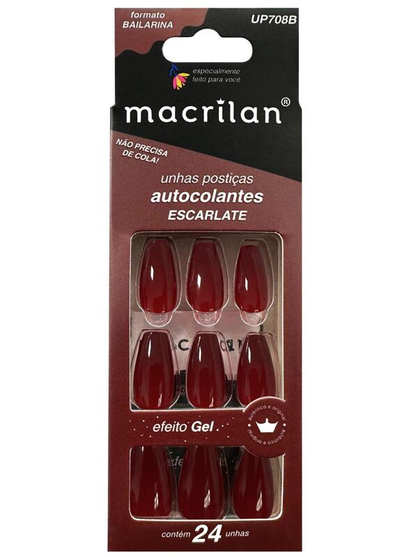 Kit 24 Unhas Postiças Autocolante Bailarina tamanho médio cor Escalarte UP708B - Macrilan