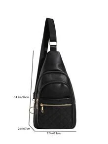 Bolso tote de moda elegante unicolor - Negro - Ver 10