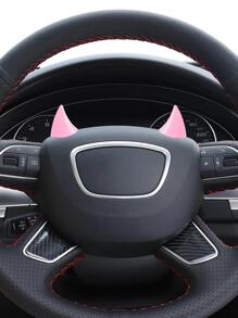 2pcs Horn Decor Car Steering Wheel Ornament - Pink - View 2
