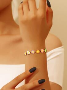1pc Vacation Style Beach Summer Fresh and Sweet Colorful Flower Bracelet - Multicolor - View 1