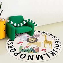 ABREEZE Round Kids Rug ABC Alphabet Kids Play Mat 4FT Nonslip Animals Play Rug Baby Nursery Rug Circle ABC Kids Room Rug Letters Learning Educational Rug - Multicolor - View 4