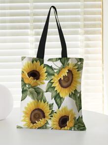 Sunflower Pattern Fashionable Shopping Bag - Multicolor - View 1