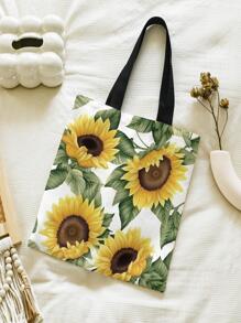 Sunflower Pattern Fashionable Shopping Bag - Multicolor - View 3