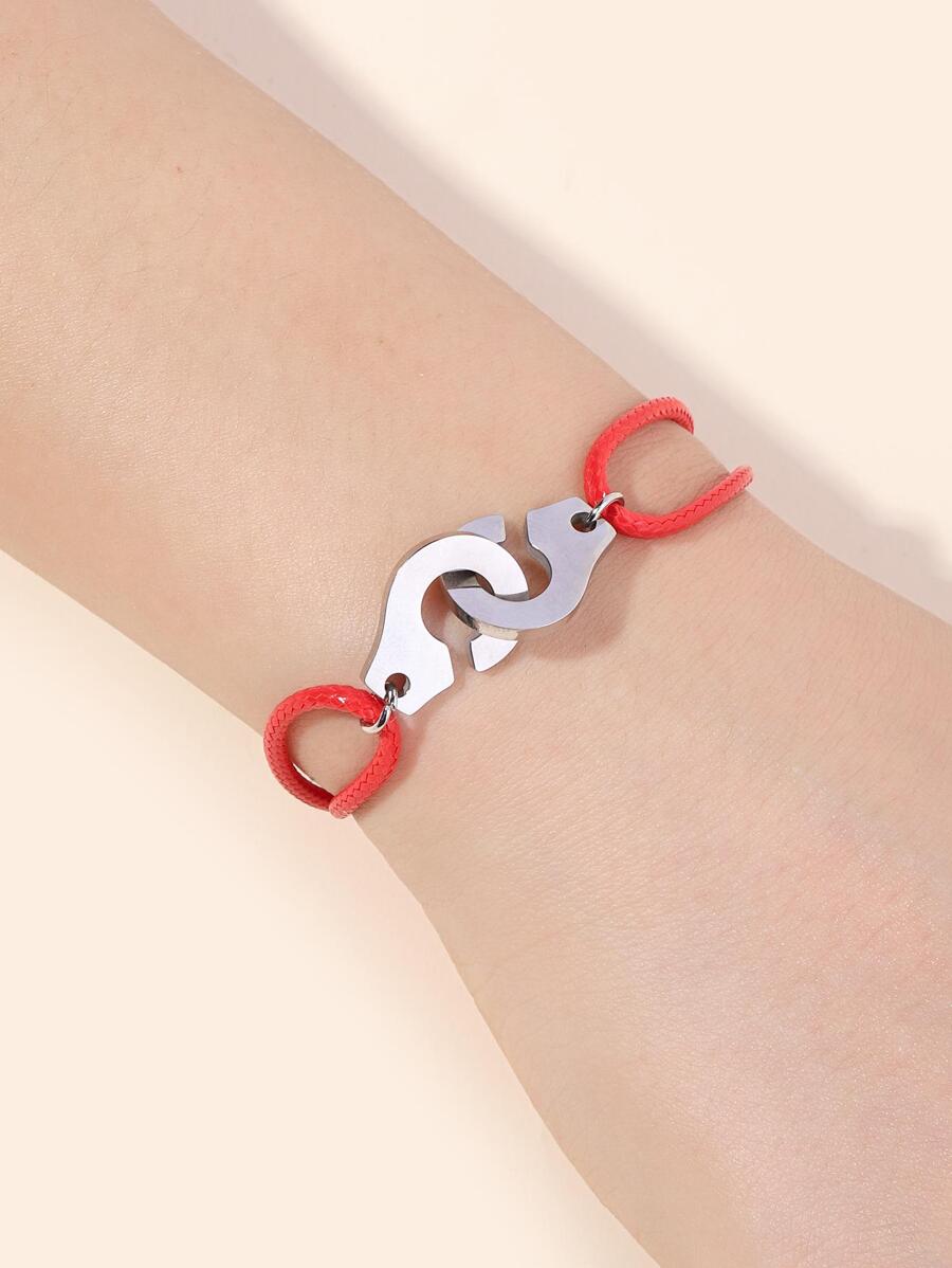 Nam 1 Miếng Thủ công Bện Thép Titan Còng tay Vòng tay Đối với Cặp đôi , Da Băng tay , Đối với Đồ trang sức Qủa tặng Và Buổi tiệc - Đỏ - Xem 1