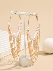 1 đôi Đồ trang trí Ngọc Trai giả Thả hoa tai - trắng - Xem 3