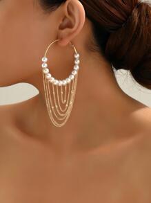 1 đôi Đồ trang trí Ngọc Trai giả Thả hoa tai - trắng - Xem 4