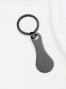 1pc Creative Lady Style Shopping Cart Token Keychain, Stainless Steel Supermarket Trolley Coin Keyring, Lost And Found Tag Key Card - Black - View 2