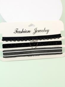 Cô gái vòng cổ trái tim quyến rũ để trang trí hàng ngày - màu đen - Xem 1