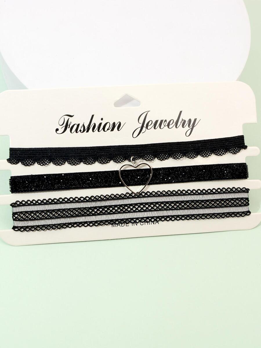 Cô gái vòng cổ trái tim quyến rũ để trang trí hàng ngày - màu đen - Xem 1