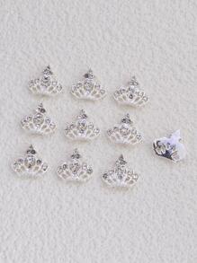 تاج مرصع بالراين ستون لتزيين الأظافر، 10 قطع من المجوهرات الفاخرة الأنيقة الفضية المرصعة بالراين ستون لتصميم الأظافر DIY والحرف اليدوية وتزيين الأظافر والأحجار الكريمة والمستلزمات