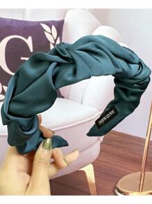 1pc Solid Color Wide Pleated Headband, Fashionable Simple Daily Accessory In Dark Green,Hairband,Hair Hoop Headbands Head Accessories - Dark Green - View 2