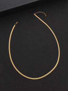 1pc Men Minimalist Gold Color Stainless Steel Chain Necklace - Yellow Gold - View 3