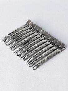 12入組夾髮器，金屬夾髮器，款式多樣，用於分段剪髮，美髮沙龍造型工具不二選擇，不鏽鋼質料 - 銀色 - 查看 2