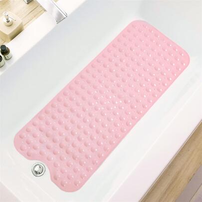 1pc Pink Soft PVC Shower Mat With Drainage Holes, Washable Non-Slip Bath Mat With Suction Cups, Fit For Shower Stall & Bathtub, Multiple Colors & Sizes Available Home Bathroom Decor Bath Rug Floor Carpet Outdoor Rug Door Mat Fall Decor Bathroom Accessories Back To School Entryway Decor