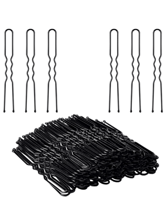 U形髮夾，100根2.4英寸捲髮夾，黑色盒裝，休閒裝配捲髮、芭蕾捲髮髮夾，女士必備