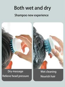 1入組日式矽膠頭髮洗滌刷 - 粉色 - 查看 3