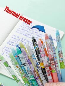 6 cái / bộ Bút trung tính có thể xóa được với hoa văn phi hành gia - màu đen - Xem 3