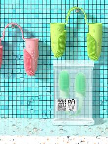 Pet Double-finger Toothbrush For Oral Cleaning - Pink - View 2