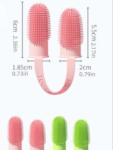 Pet Double-finger Toothbrush For Oral Cleaning - Pink - View 3