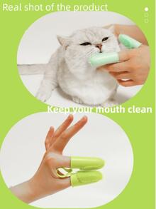 Pet Double-finger Toothbrush For Oral Cleaning - Pink - View 4