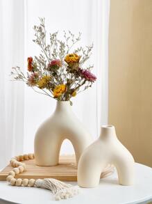 1 件实心 ABS 花瓶、家居装饰、花瓶、餐桌装饰 - 米色 - 查看 3